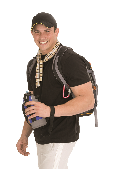 hiker-wearing-body-cooler